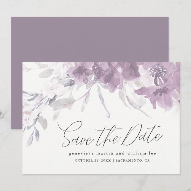 Watercolor Floral Save the Date Wedding (Front/Back)