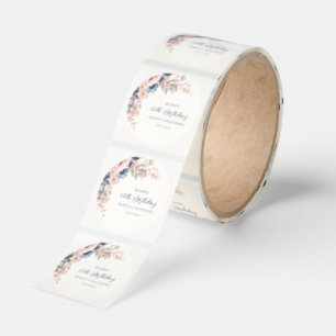 Watercolor Floral Script 60th Birthday Custom Classic Round Sticker
