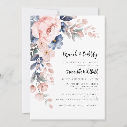 Watercolor Floral Script Bridal Shower Invitation
