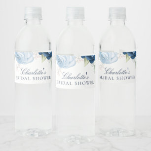Watercolor Floral Script Bridal Shower Water Bottle Label