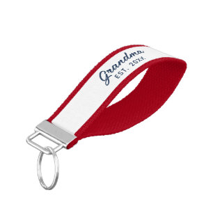 Watercolor Floral Script Grandma Modern Custom Wrist Keychain
