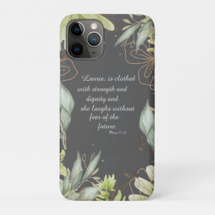 Watercolor floral scripture, iPhone 11 pro case