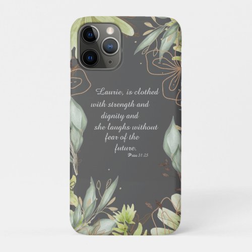 Watercolor floral scripture  iPhone 11 pro case