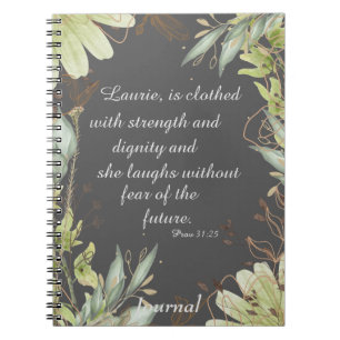 Watercolor floral scripture,  notebook