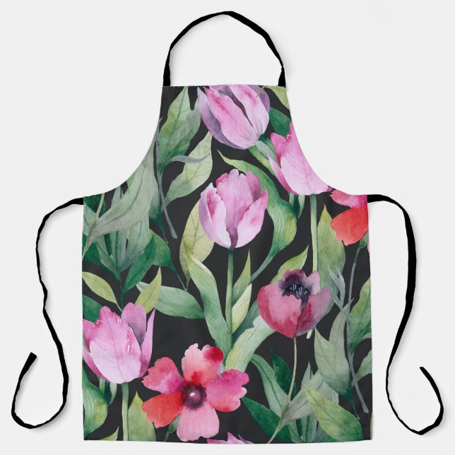Watercolor floral, seamless beautiful pattern. apron (Front)