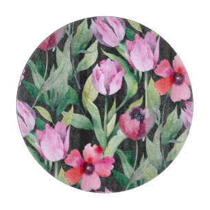 Watercolor floral, seamless beautiful pattern. cutting board