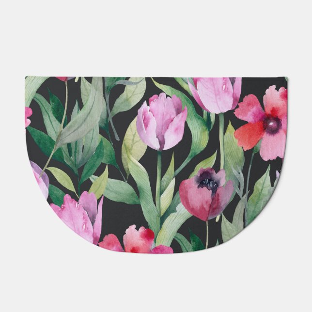 Watercolor floral, seamless beautiful pattern. doormat (Front)