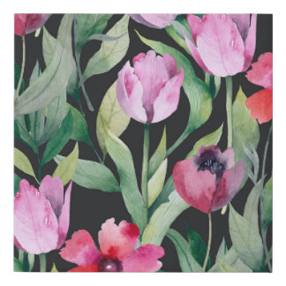 Watercolor floral, seamless beautiful pattern. faux canvas print