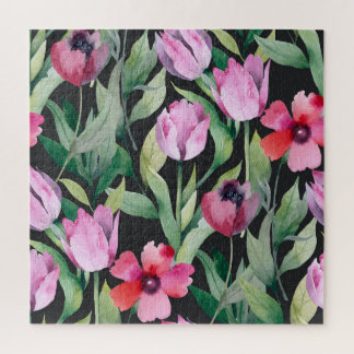 Watercolor floral, seamless beautiful pattern. jigsaw puzzle