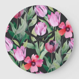 Watercolor floral, seamless beautiful pattern. large clock