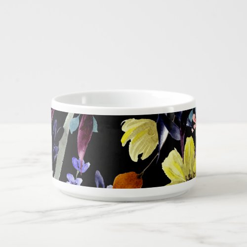 Watercolor Floral Seamless Garden Pattern Bowl