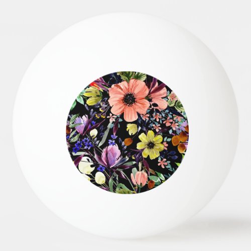 Watercolor Floral Seamless Garden Pattern Ping Pong Ball