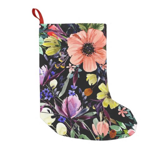 Watercolor Floral Seamless Garden Pattern Small Christmas Stocking