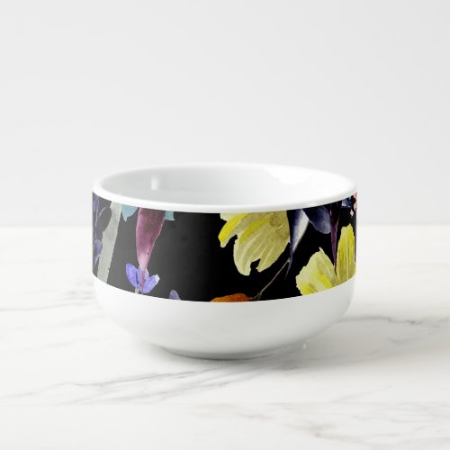 Watercolor Floral Seamless Garden Pattern Soup Mug