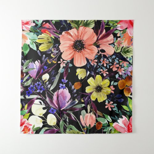 Watercolor Floral Seamless Garden Pattern Tapestry