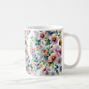 Watercolor Floral Seamless Pattern Coffee Mug