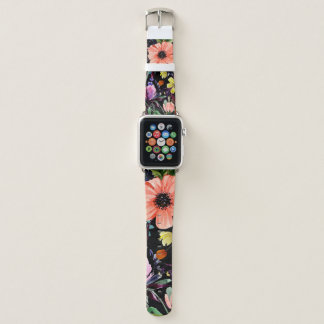 Watercolor floral seamless pattern. Different buds Apple Watch Band