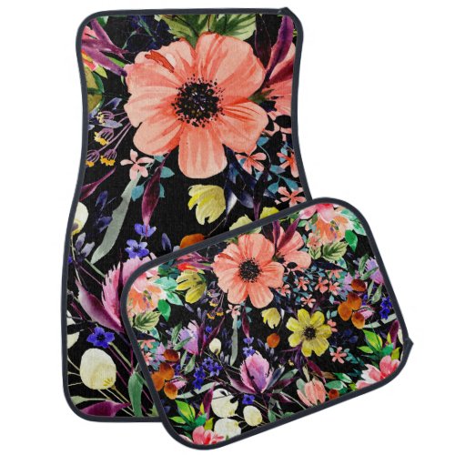 Watercolor floral seamless pattern Different buds Car Floor Mat