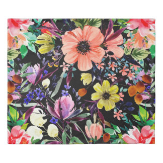 Watercolor floral seamless pattern. Different buds Duvet Cover