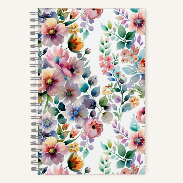 Watercolor Floral Seamless Pattern Notebook (Front)