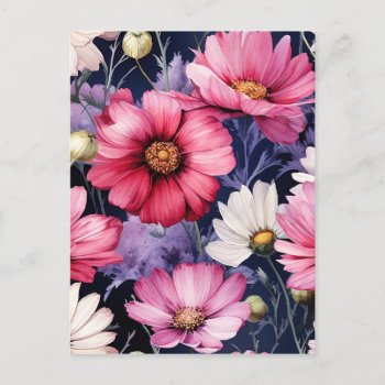 Watercolor Floral Seamless Pattern Postcard by ProdesignGo at Zazzle