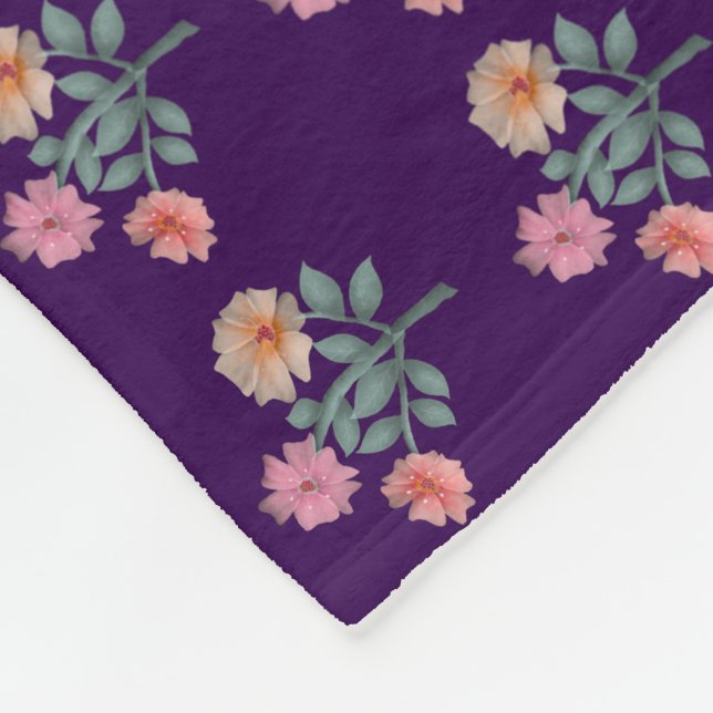 Watercolor Floral Seamless Pattern Soft Pastel  Fleece Blanket (Corner)