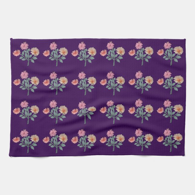 Watercolor Floral Seamless Pattern Soft Pastel  Kitchen Towel (Horizontal)