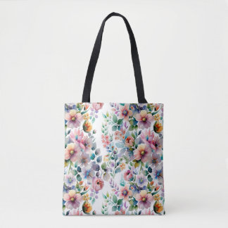 Watercolor Floral Seamless Pattern Tote Bag