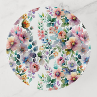 Watercolor Floral Seamless Pattern Trinket Tray