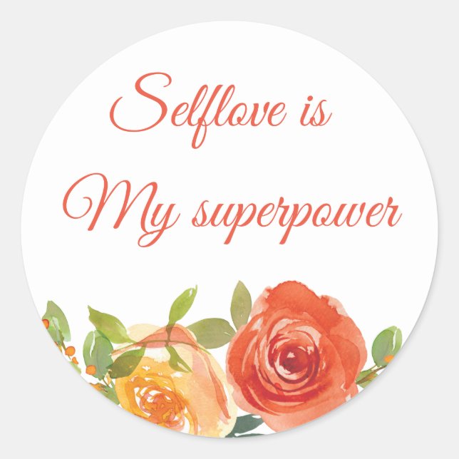 Watercolor floral selflove sticker (Front)
