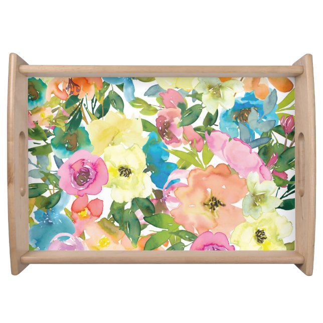Watercolor Floral Serving Tray (Front)
