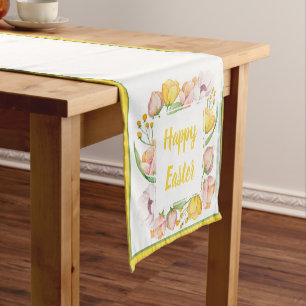 watercolor floral short table runner