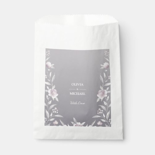 Watercolor floral silver Chinoiserie Wedding Favor Bag