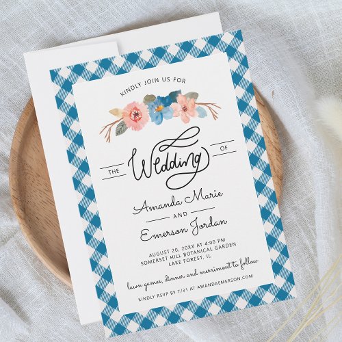 Watercolor Floral Simple Fun Casual Wedding Invitation