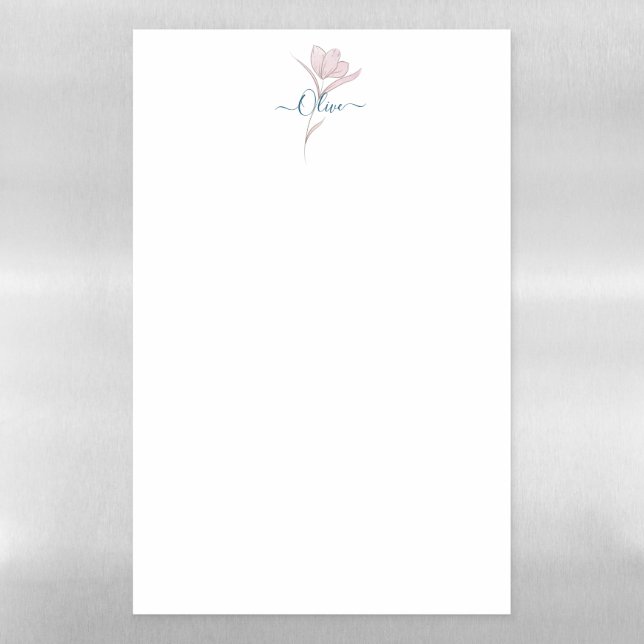Watercolor Floral Sketch Magnetic Dry Erase Board  (Vertical)