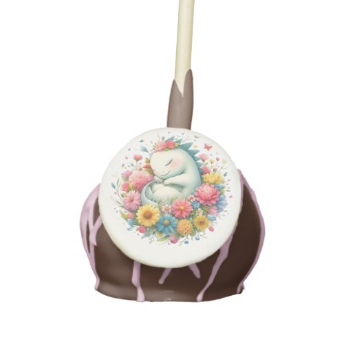 Watercolor Floral Sleeping Baby Dragon Baby Shower Cake Pops