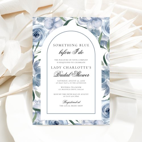 Watercolor Floral Something Blue Bridal Shower Invitation