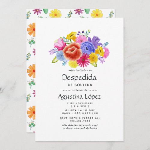 Watercolor Floral Spanish Fiesta Bachelorette Invitation
