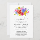 Watercolor Floral Spanish Fiesta Virtual Wedding Invitation (Front)