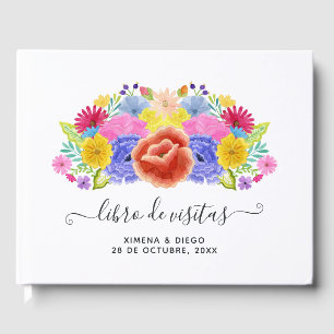 Watercolor Floral Spanish Fiesta Wedding Guest Book