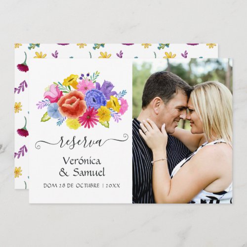 Watercolor Floral Spanish Fiesta Wedding Photo Save The Date