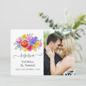Watercolor Floral Spanish Fiesta Wedding Photo Save The Date (Standing Front)