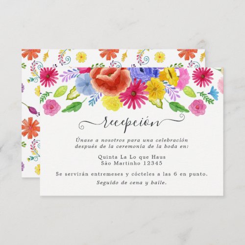 Watercolor Floral Spanish Fiesta Wedding Reception Enclosure Card