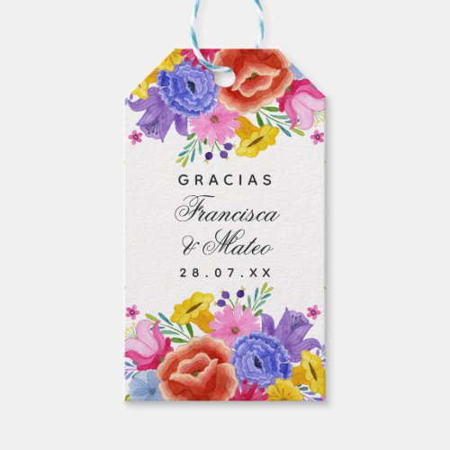 Watercolor Floral Spanish Fiesta Wedding Thank You Gift Tags