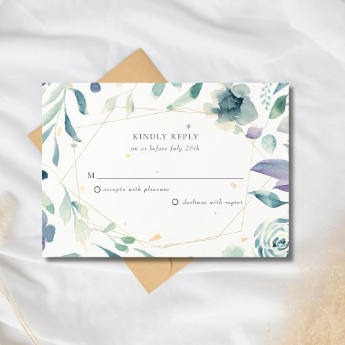 Watercolor Floral Speckletone Wedding RSVP