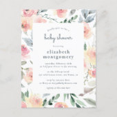 Watercolor Floral Spring Baby Girl Baby Shower Invitation Postcard (Front)