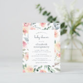 Watercolor Floral Spring Baby Girl Baby Shower Invitation Postcard (Standing Front)