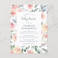 Watercolor Floral Spring Baby Girl Baby Shower Invitation Postcard