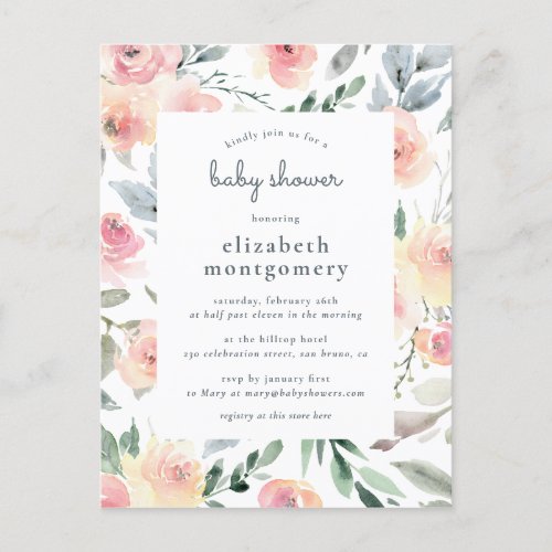 Watercolor Floral Spring Baby Girl Baby Shower