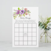 Watercolor Floral Spring Baby Shower Bingo (Standing Front)